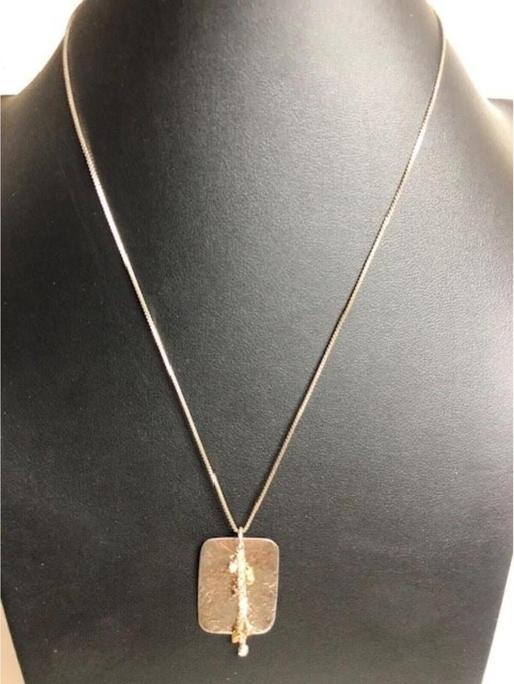 B1286 Artisan pendant Necklace 925 Sterling Silver Box Chain 7.4grams 18"